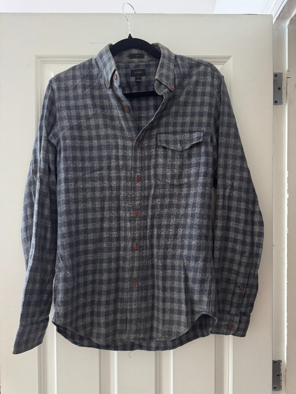 J. Crew - Grey Checkered button down size small slim fit